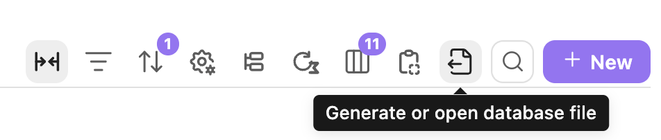 Generate or open database file