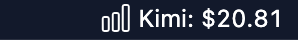 Status bar showing Kimi balance