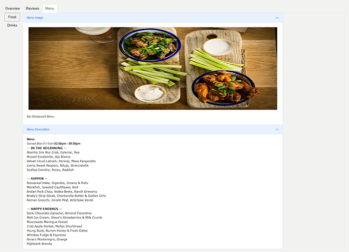 Desktop - Restaurant Menu