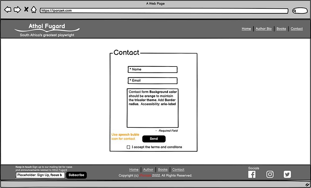 Desktop - Contact Page Wireframe