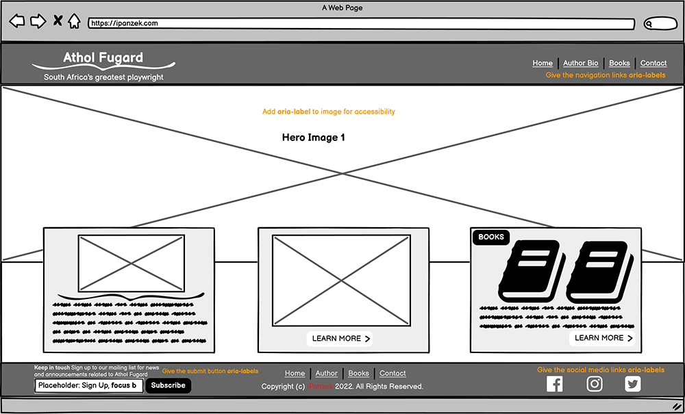 Desktop - Homepage Page Wireframe