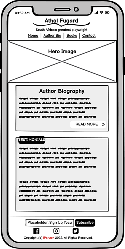 Mobile - Biography Page Wireframe