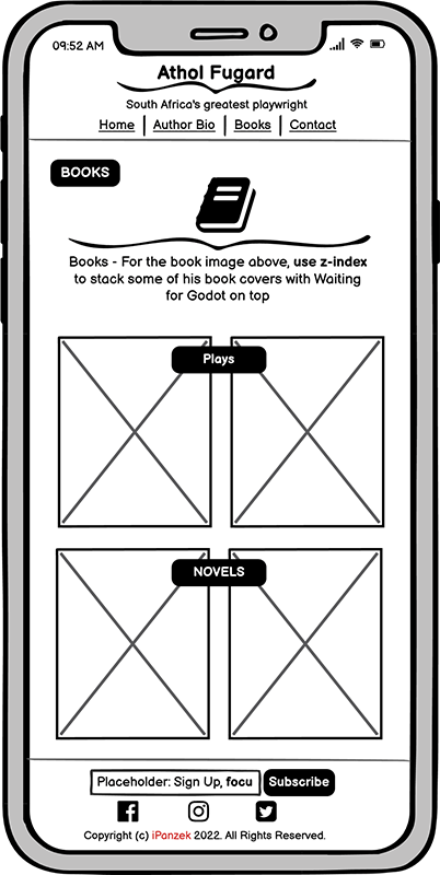 Mobile - Books Page Wireframe