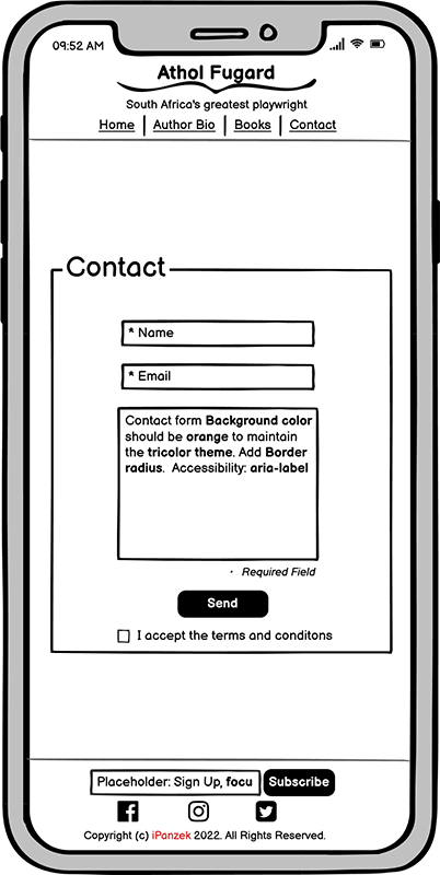 Mobile - Contact Page Wireframe