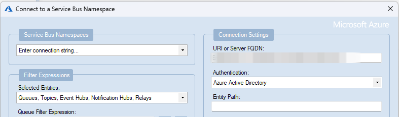 Azure Active Directory connection fields