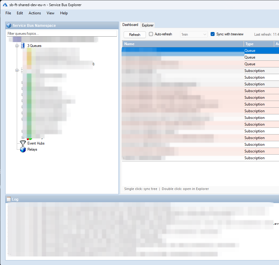 Connected namespace view with redacted details