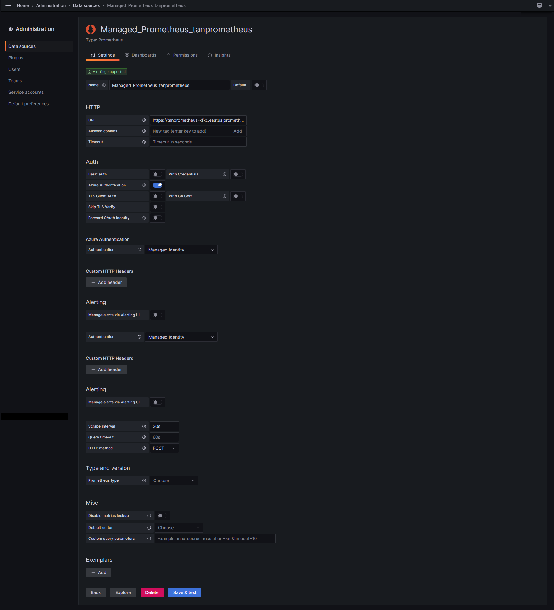 Azure Managed Prometheus Data Source