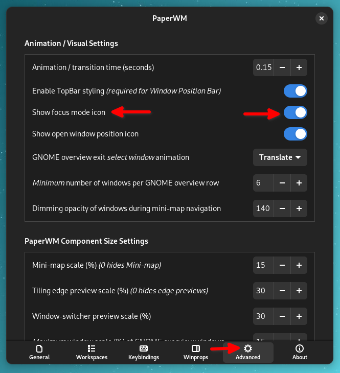 Hiding the focus mode icon