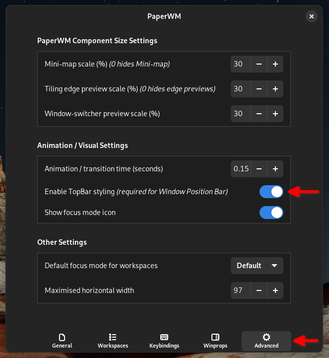 Enable TopBar Styling