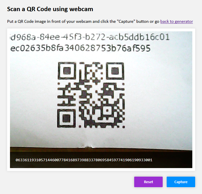 Screenshot of QR Code scanner