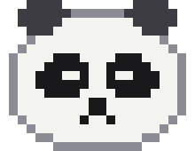 The Lazy Panda Panel panda: pixel art of a sleepy panda face
