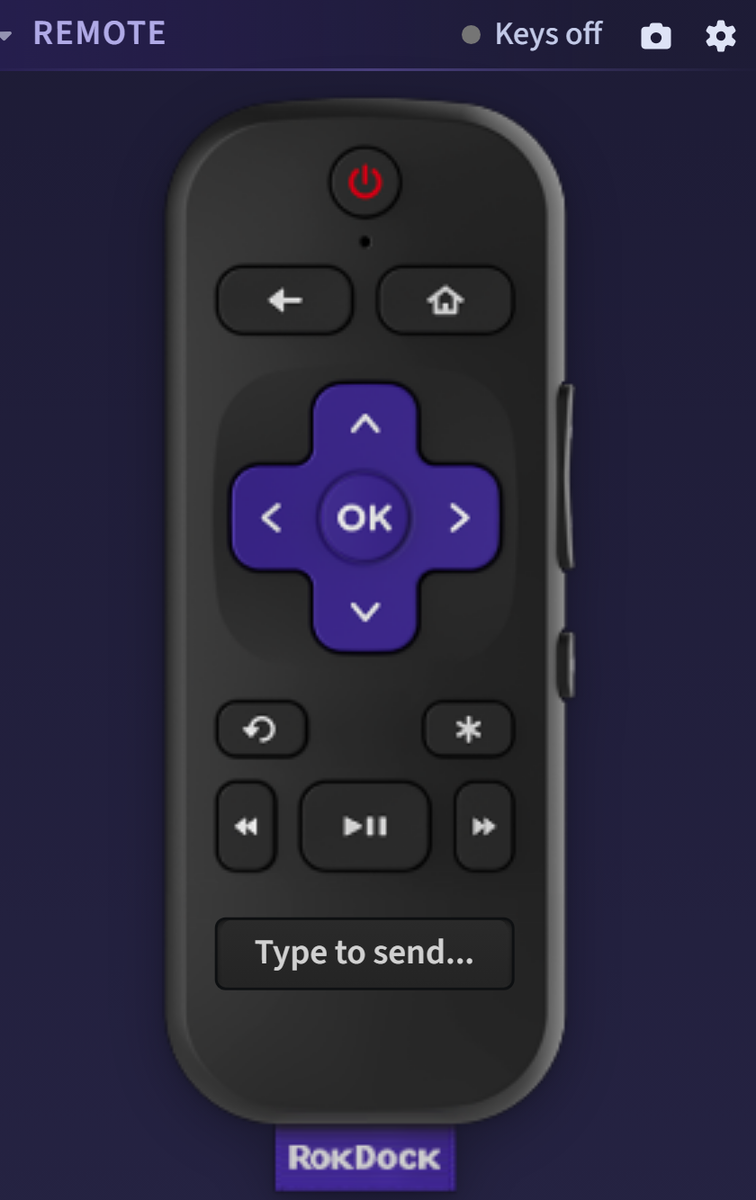 The on-screen Roku remote