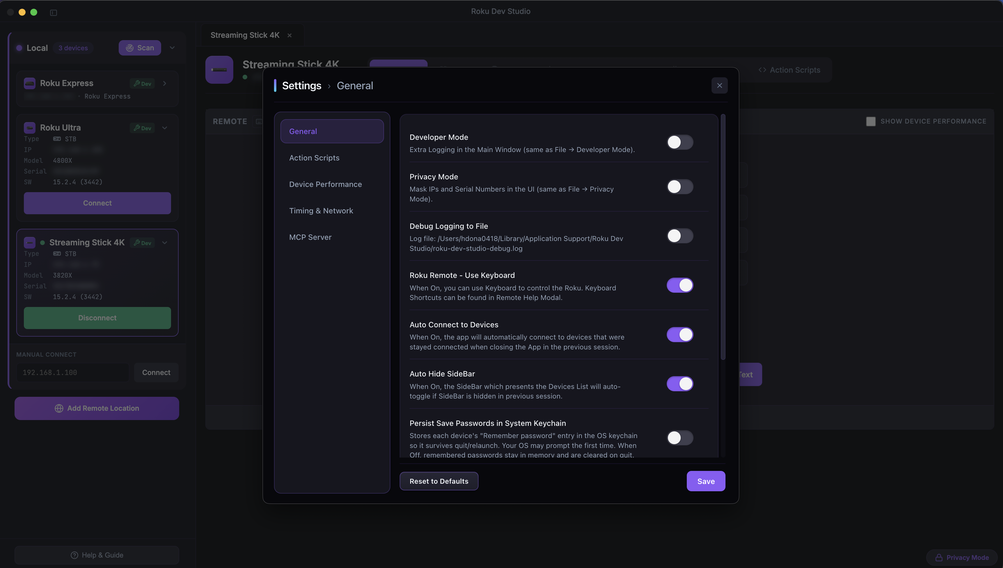 Settings → General