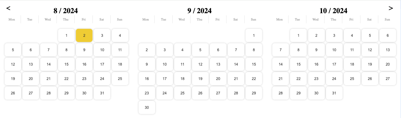 Web Calendar Example