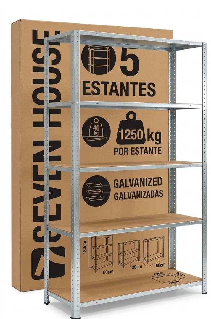 Estantería Modular Metálica con 5 Baldas Plateado 7house - 75949