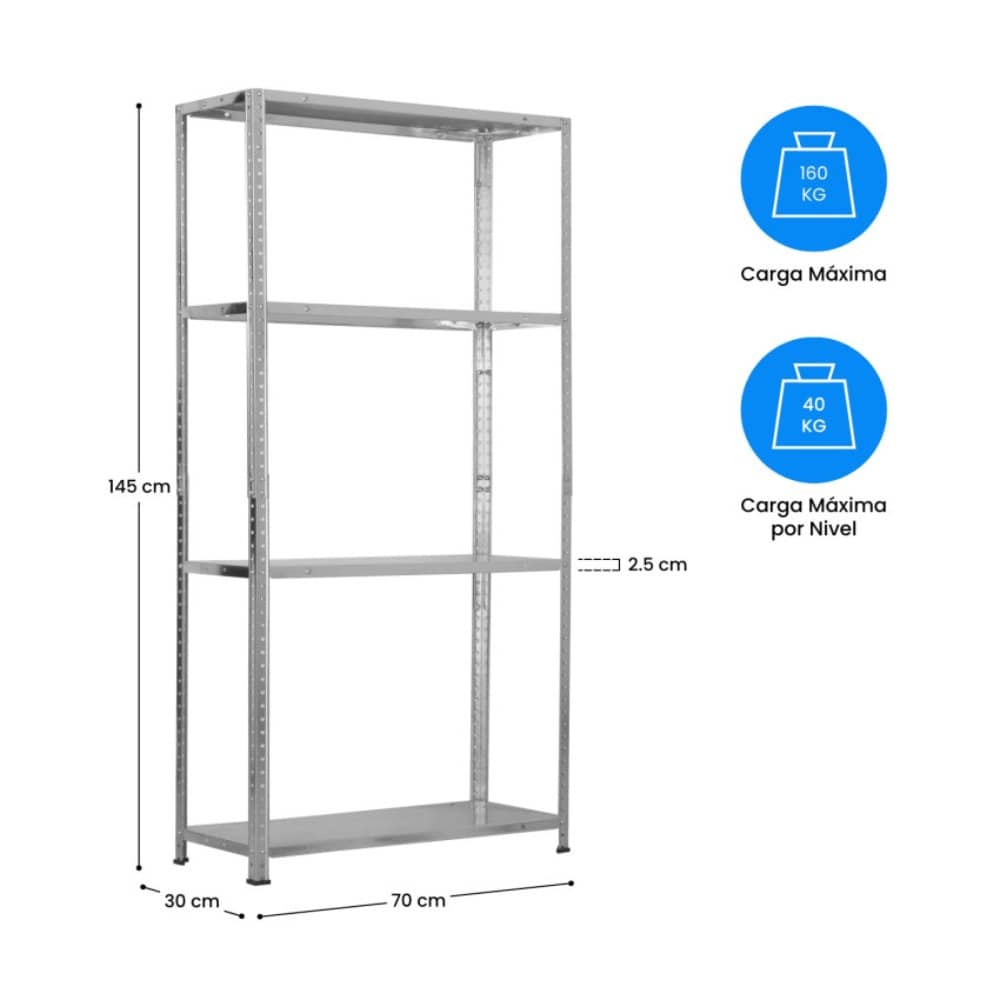 Estantería Modular Metálica SteelSmart con 4 Baldas 7HOUSE