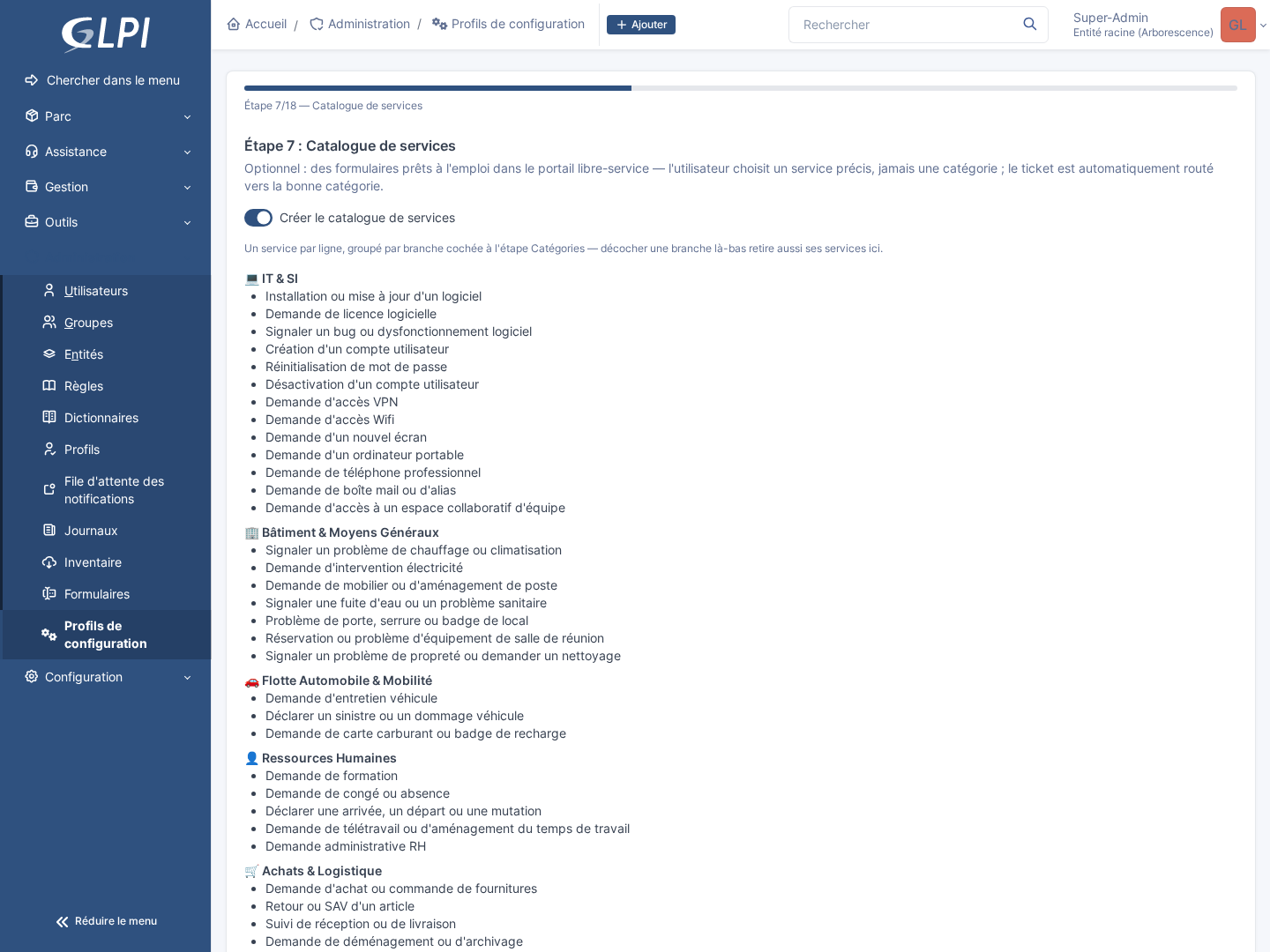Étape 7 : Catalogue de services