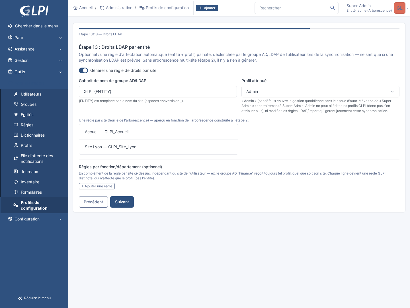 Étape 13 : Droits LDAP par entité