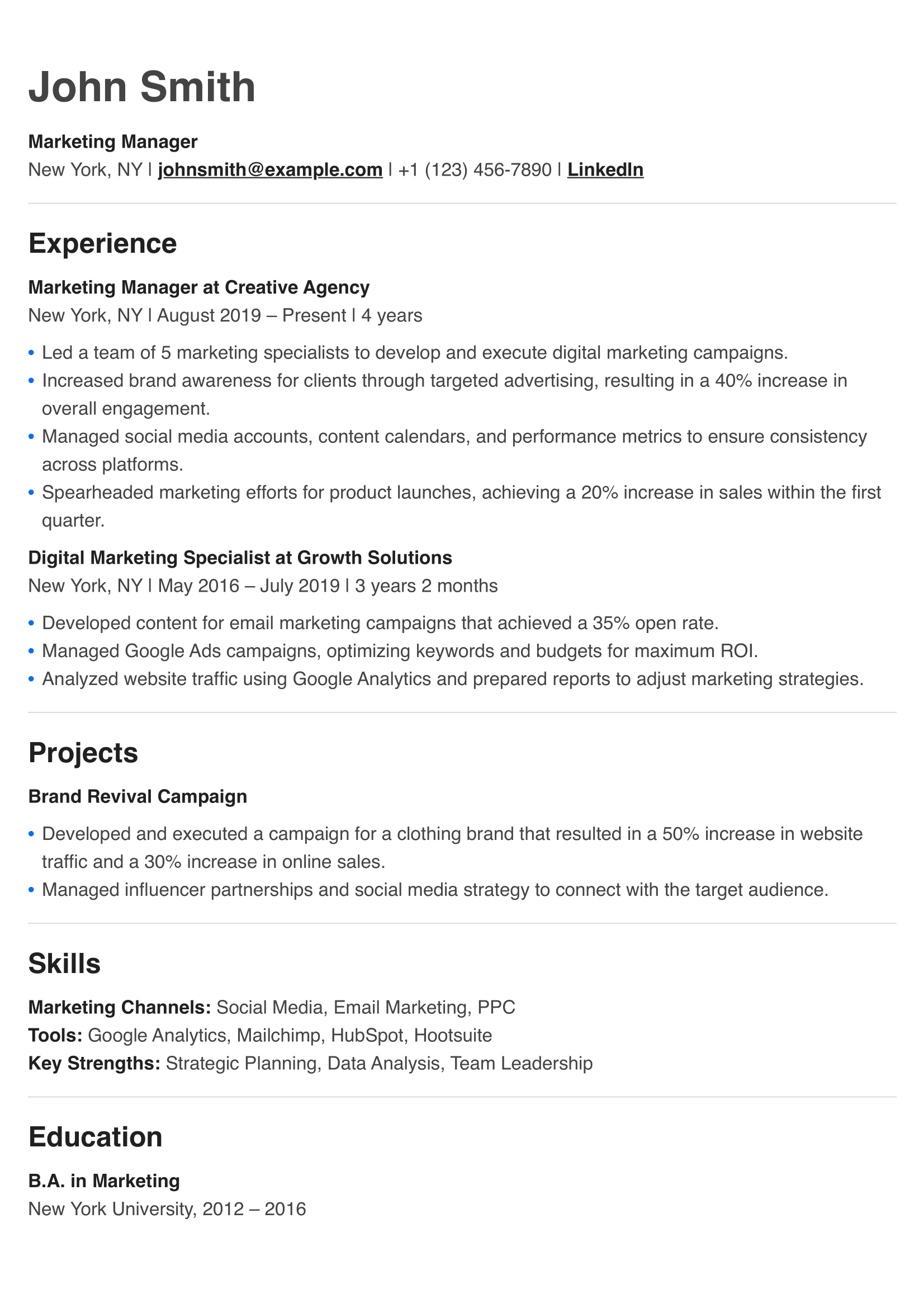 Resume Example