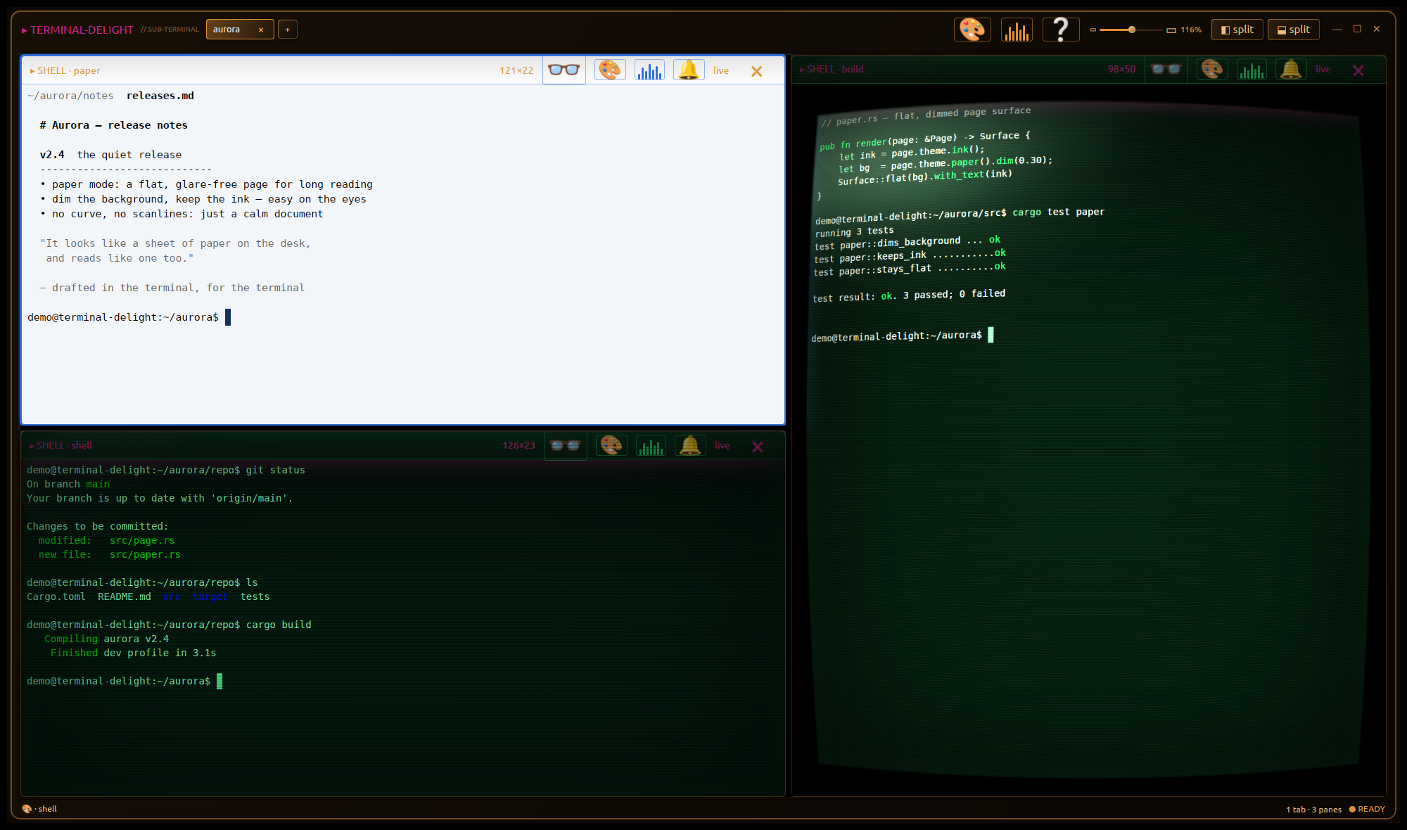 The four built-in themes side by side