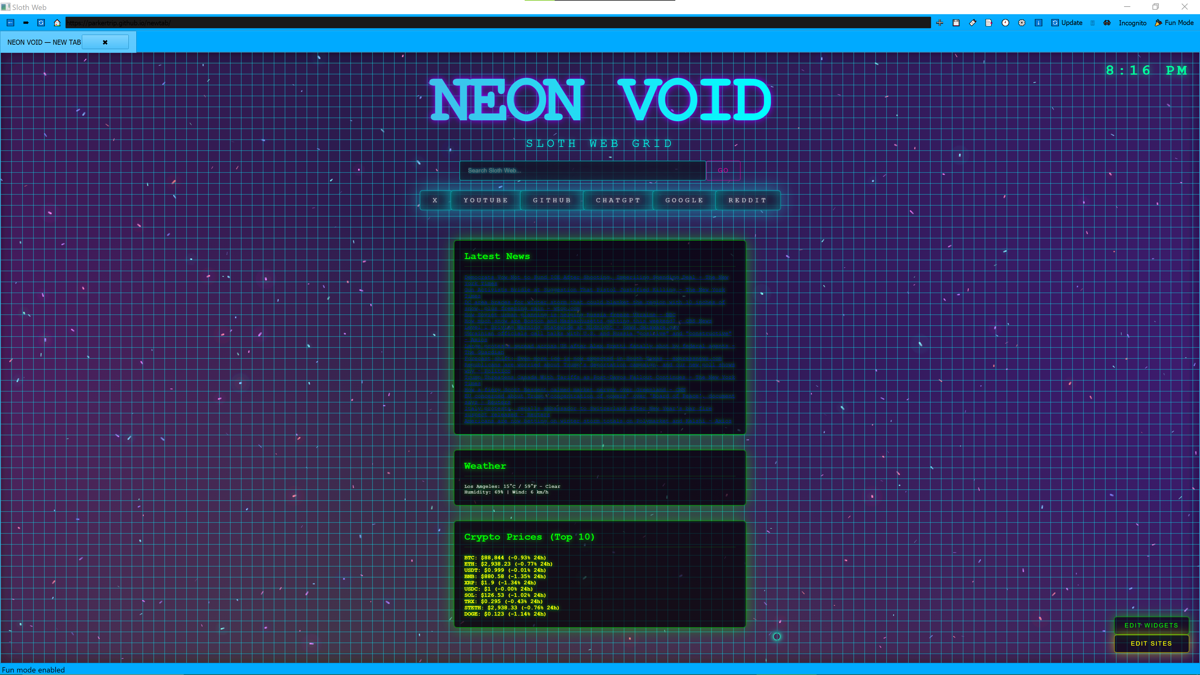 Sloth Web Screenshot 2