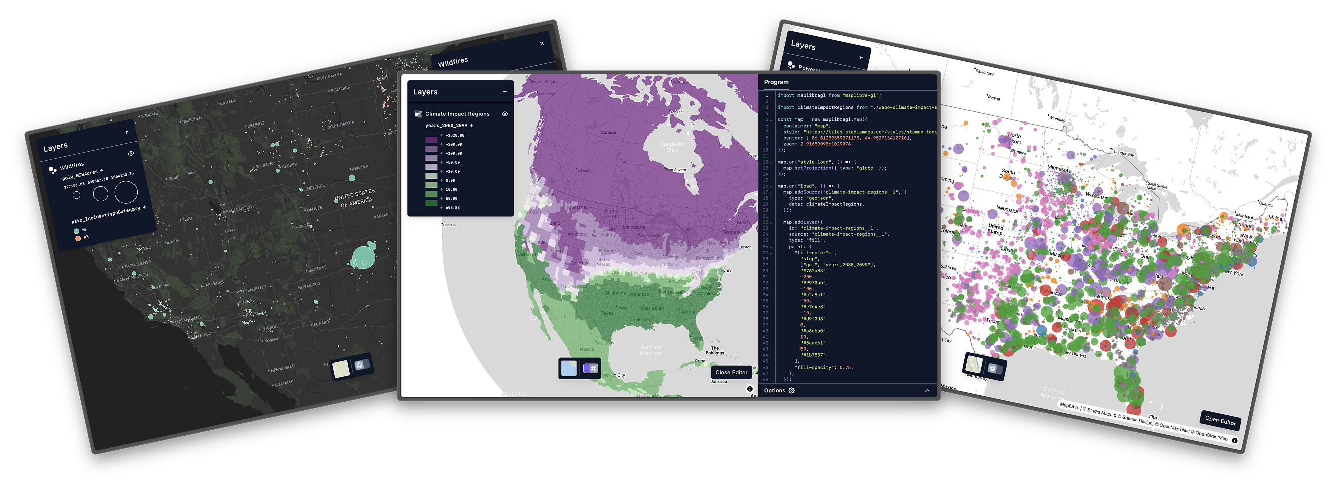 Example screenshots from cartokit