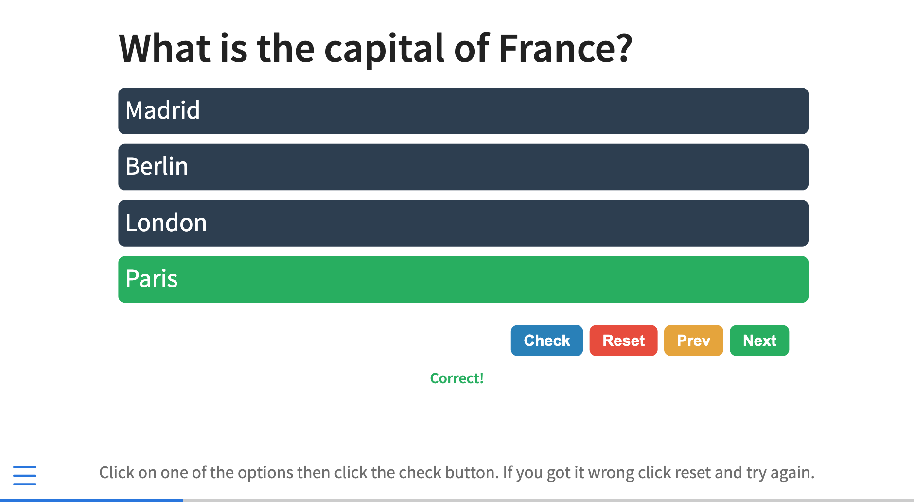 Example of Quiz Extension