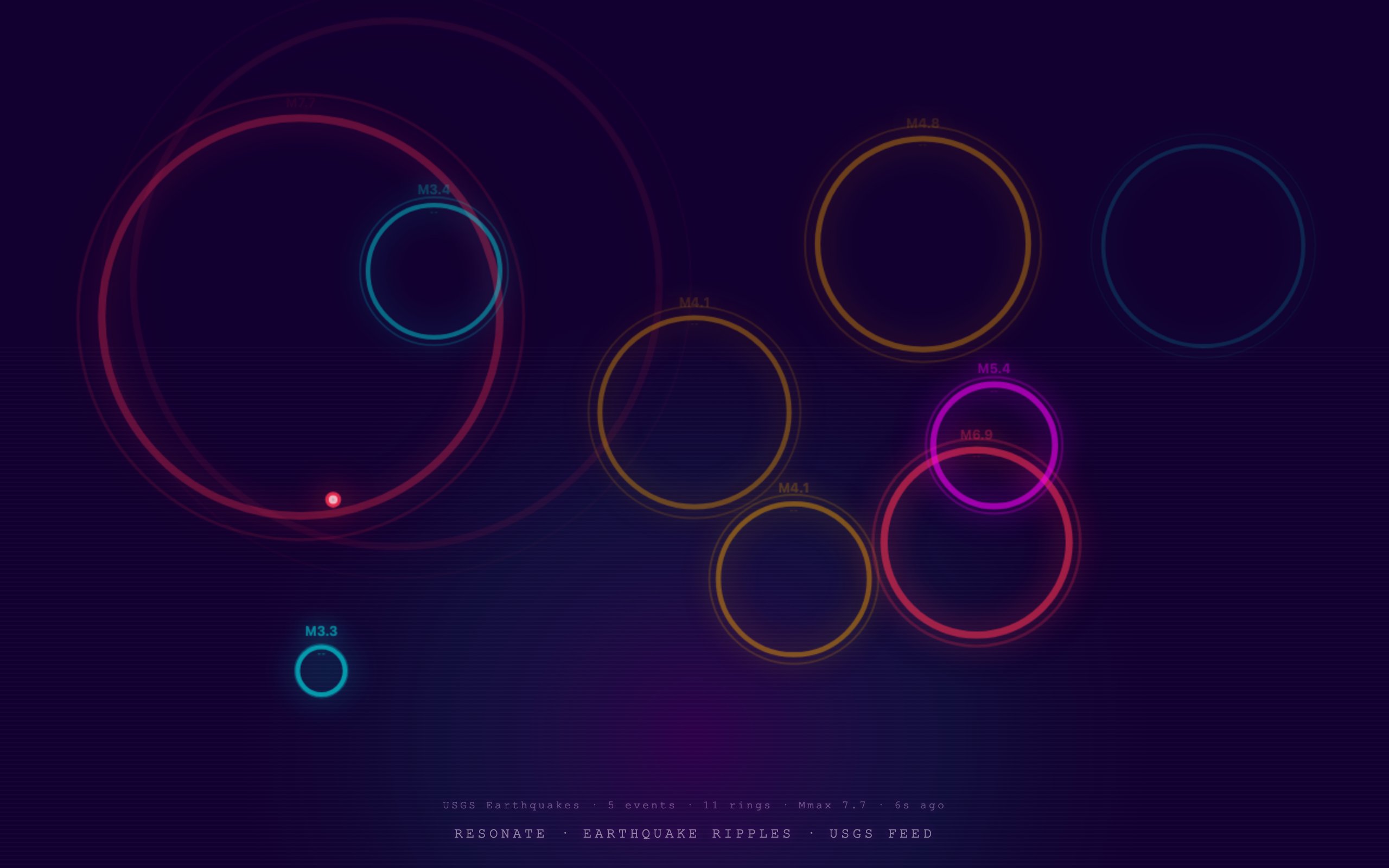 resonate: Earthquakes as neon ripples