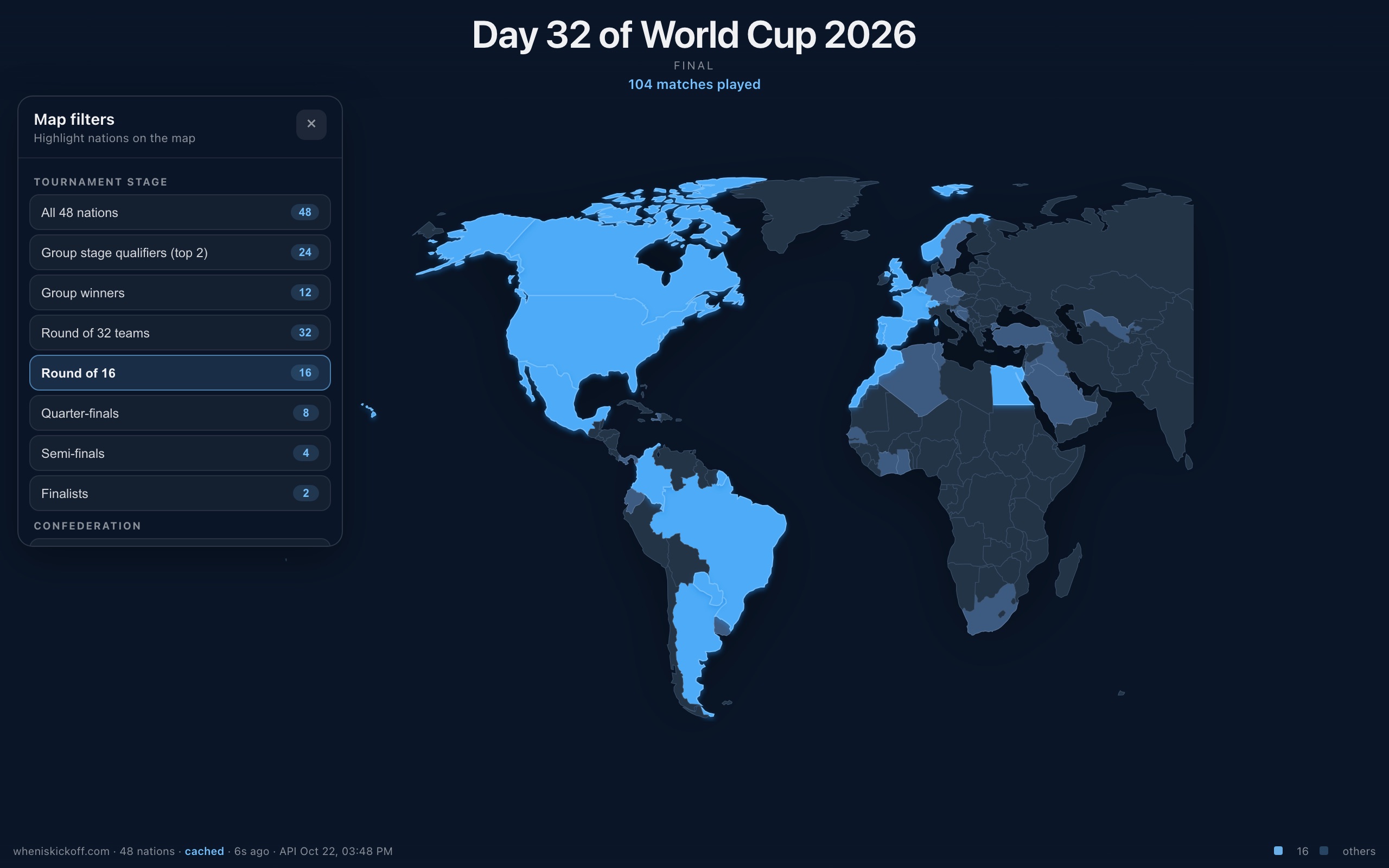 WC26: The 2026 World Cup, coloured onto a world map