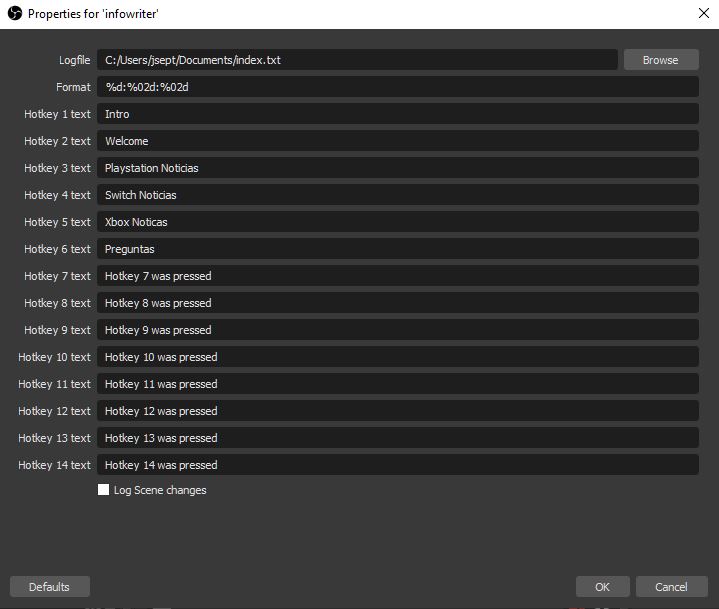 Hotkeys List Sample