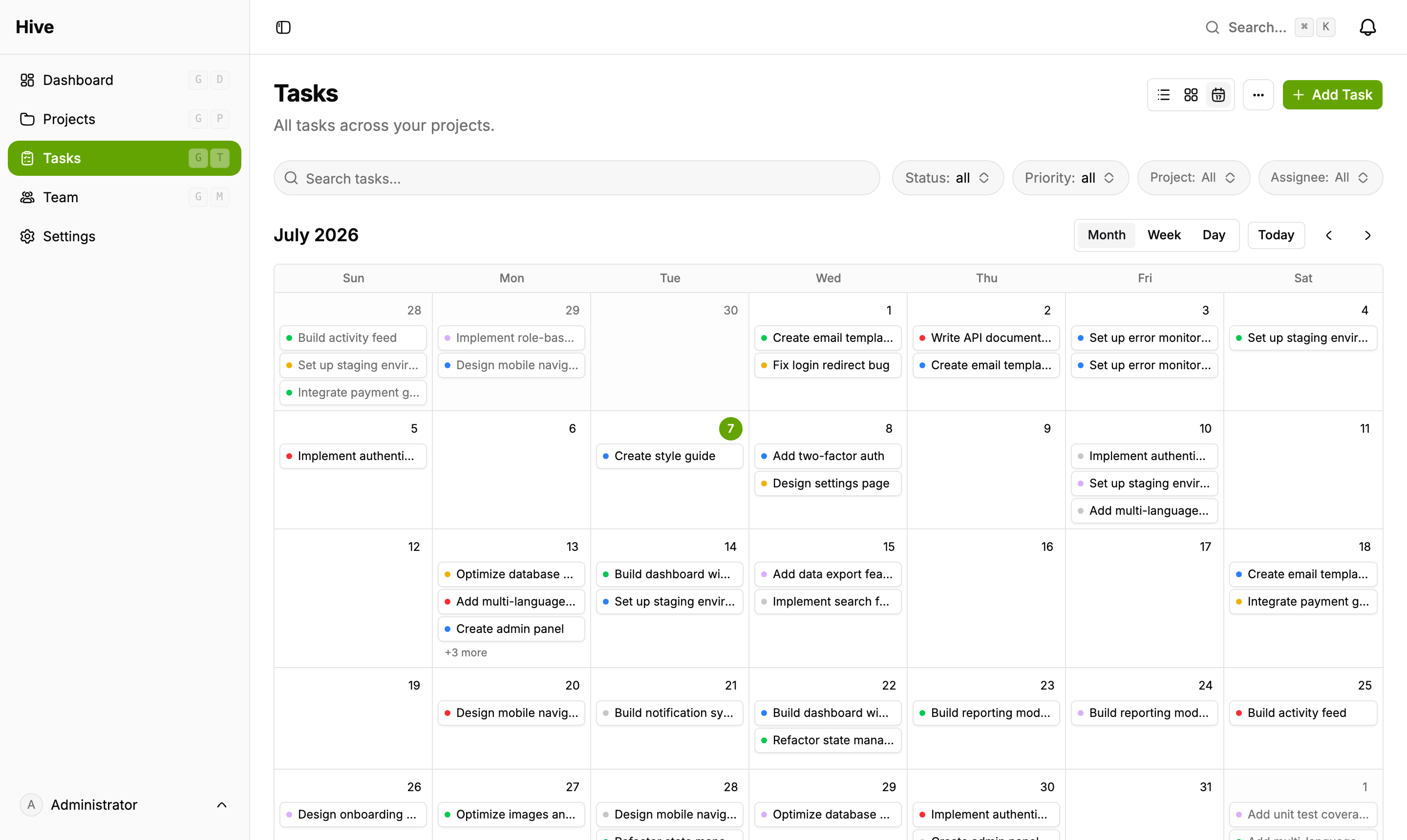 Calendar — Month view