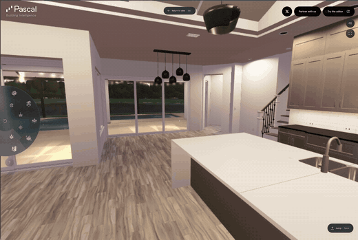 Walking through the home toward the pool terrace