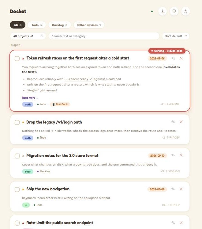 The same list in the light theme