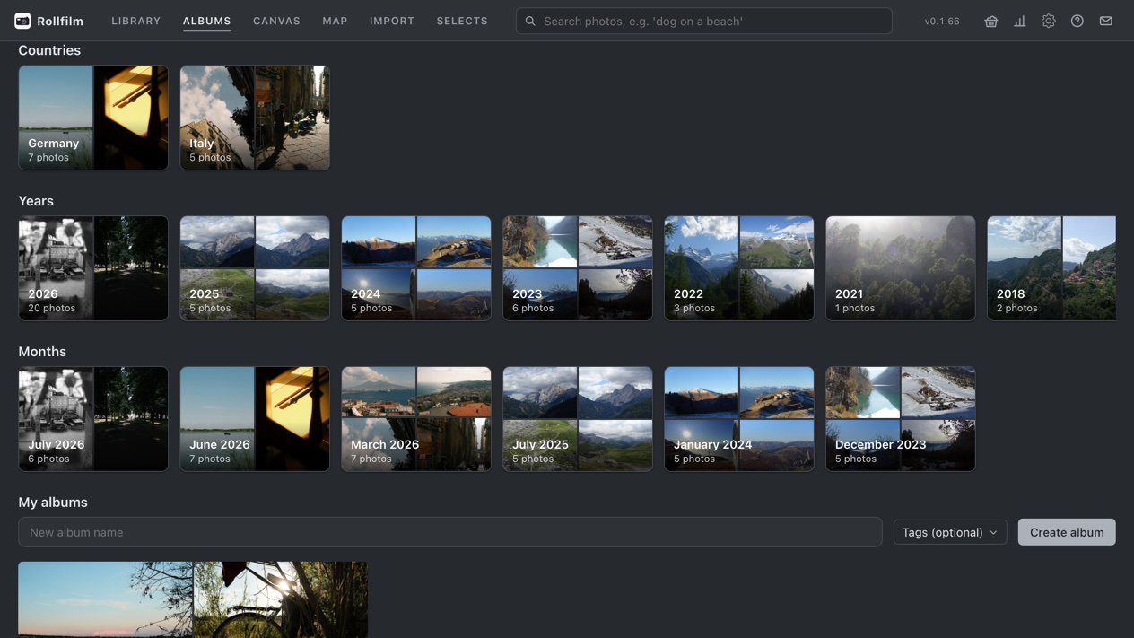 Albums page