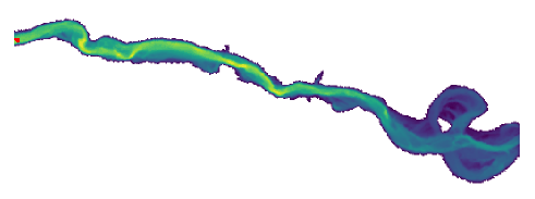 Particle routing on Lidar-derived bathymetry