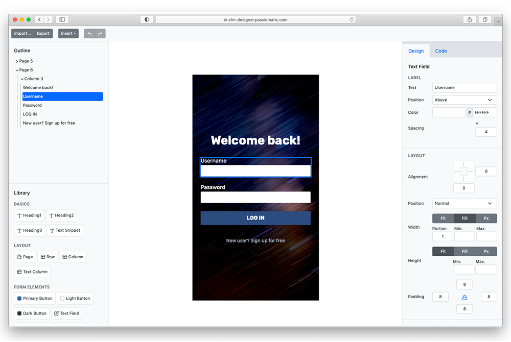 Elm Designer UI