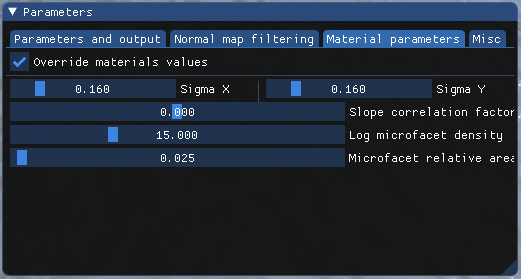 Material parameters