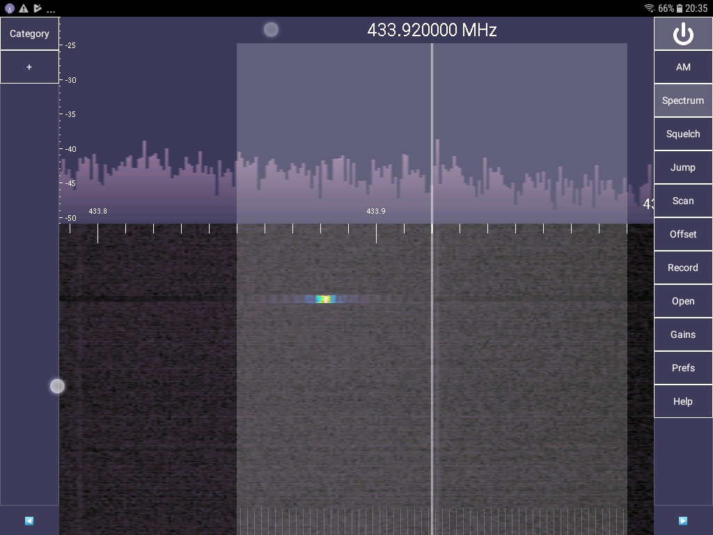 Spectrum of received OOK transmission