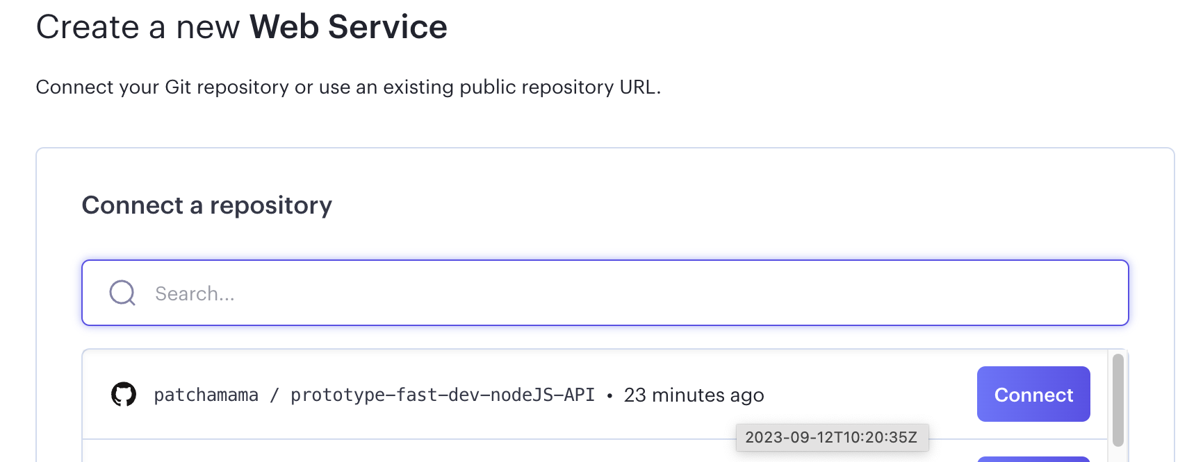 Render select repository