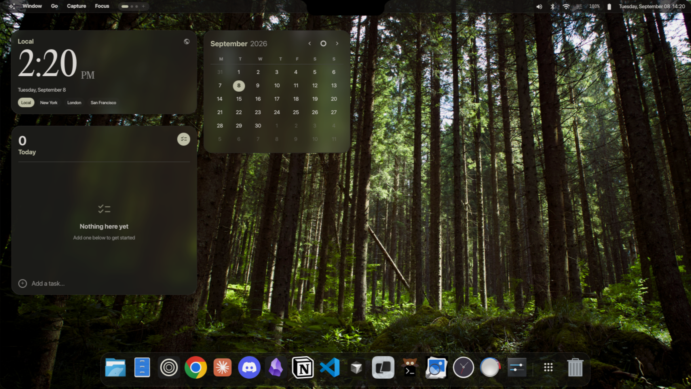 OpenAgentIsland desktop — three floating islands over a wallpaper
