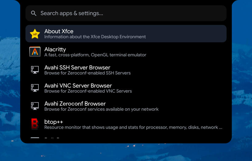 App + settings launcher