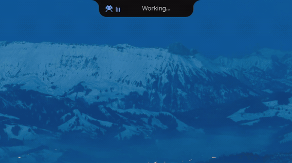 The notch morphing through volume, agents, and a Claude Code permission request