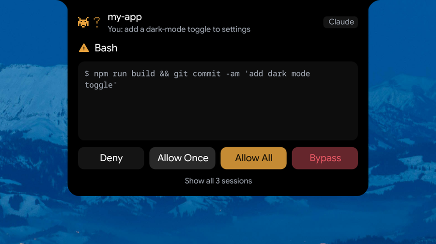 Claude Code permission card in the notch