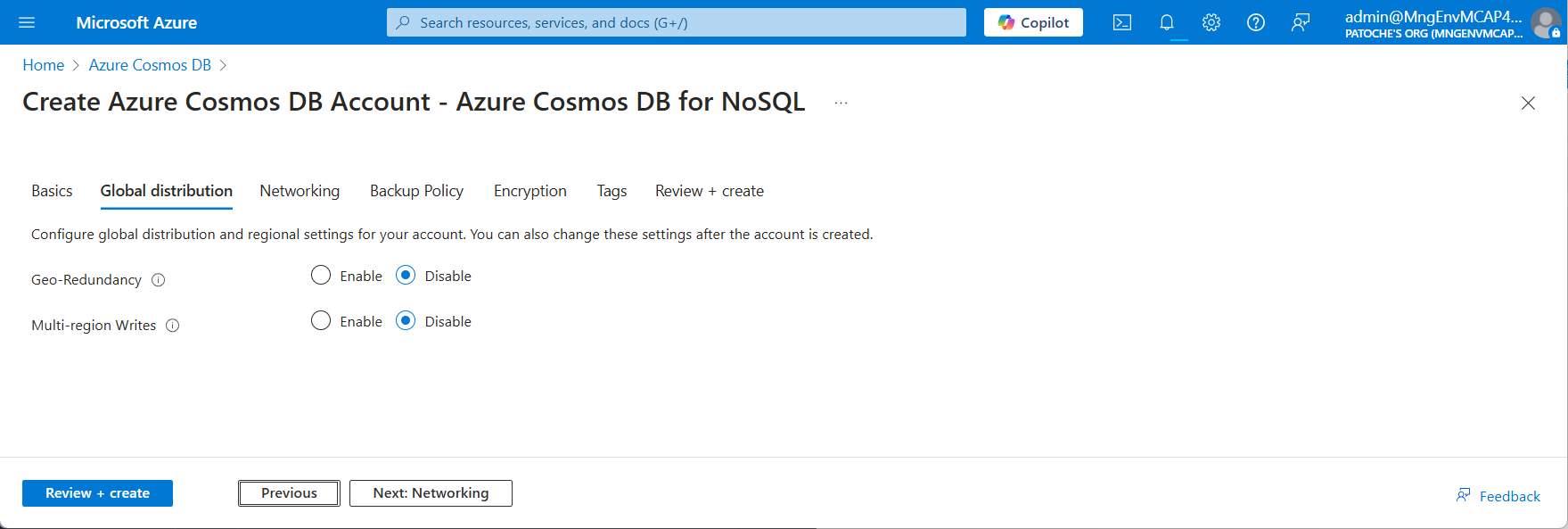 Cosmos DB - Global distribution
