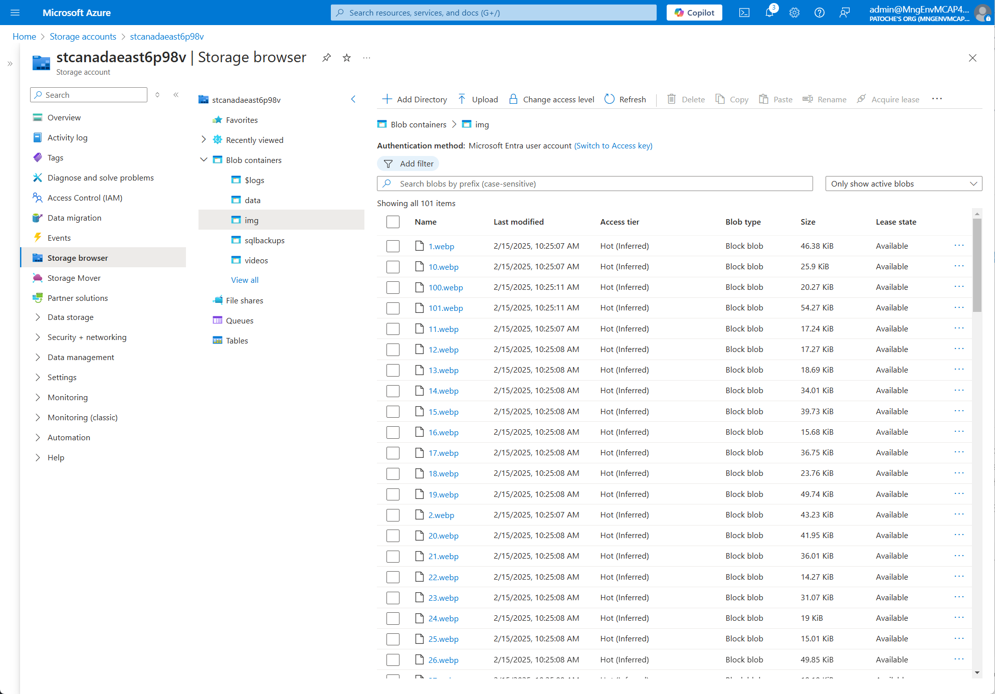 Storage - Files uploaded