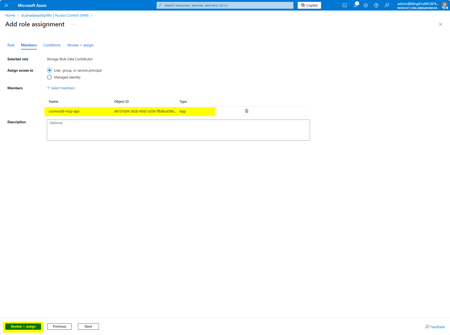 Storage - Role assignment