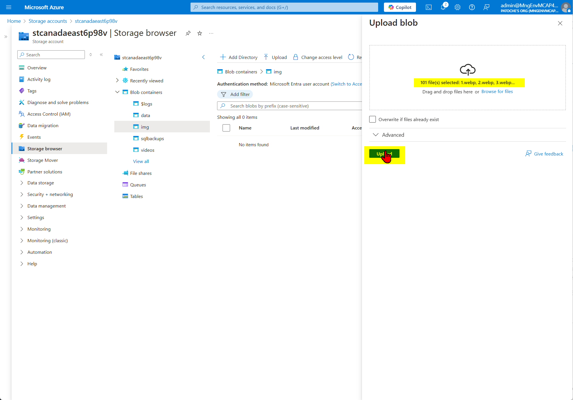 Storage - Upload files