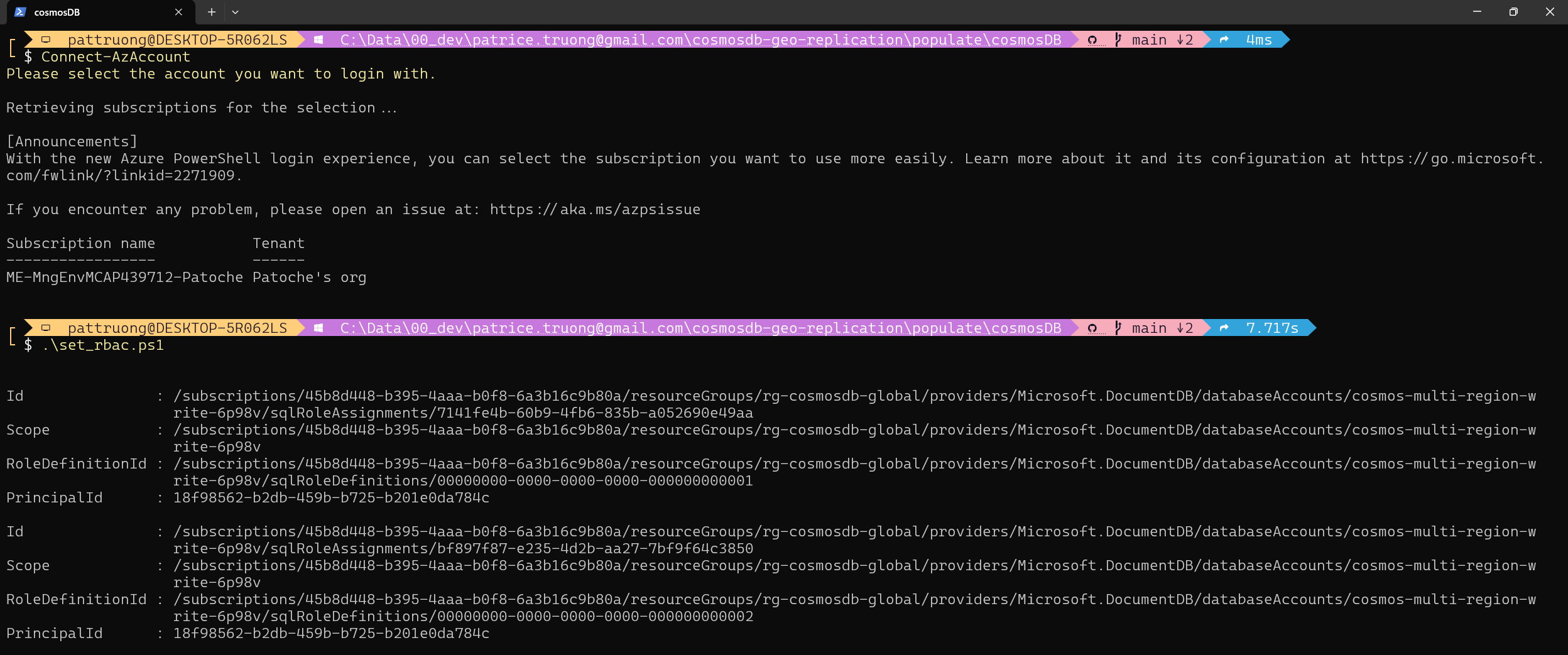 Cosmos DB - RBAC