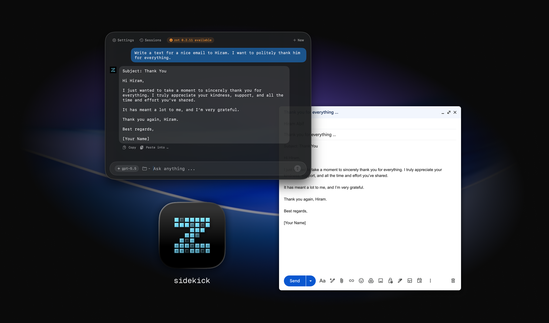 zot sidekick preview gmail