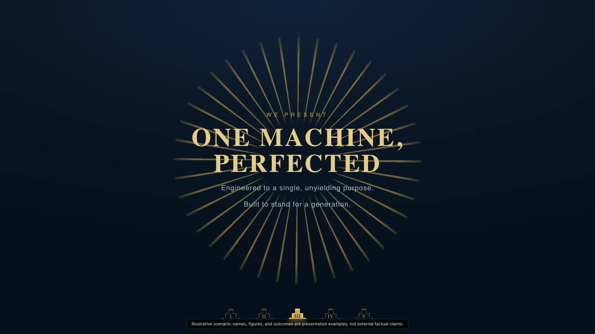 Machine-Age Deco — Claude Opus 4.8 — The Grand Unveiling — Hero Final Frame
